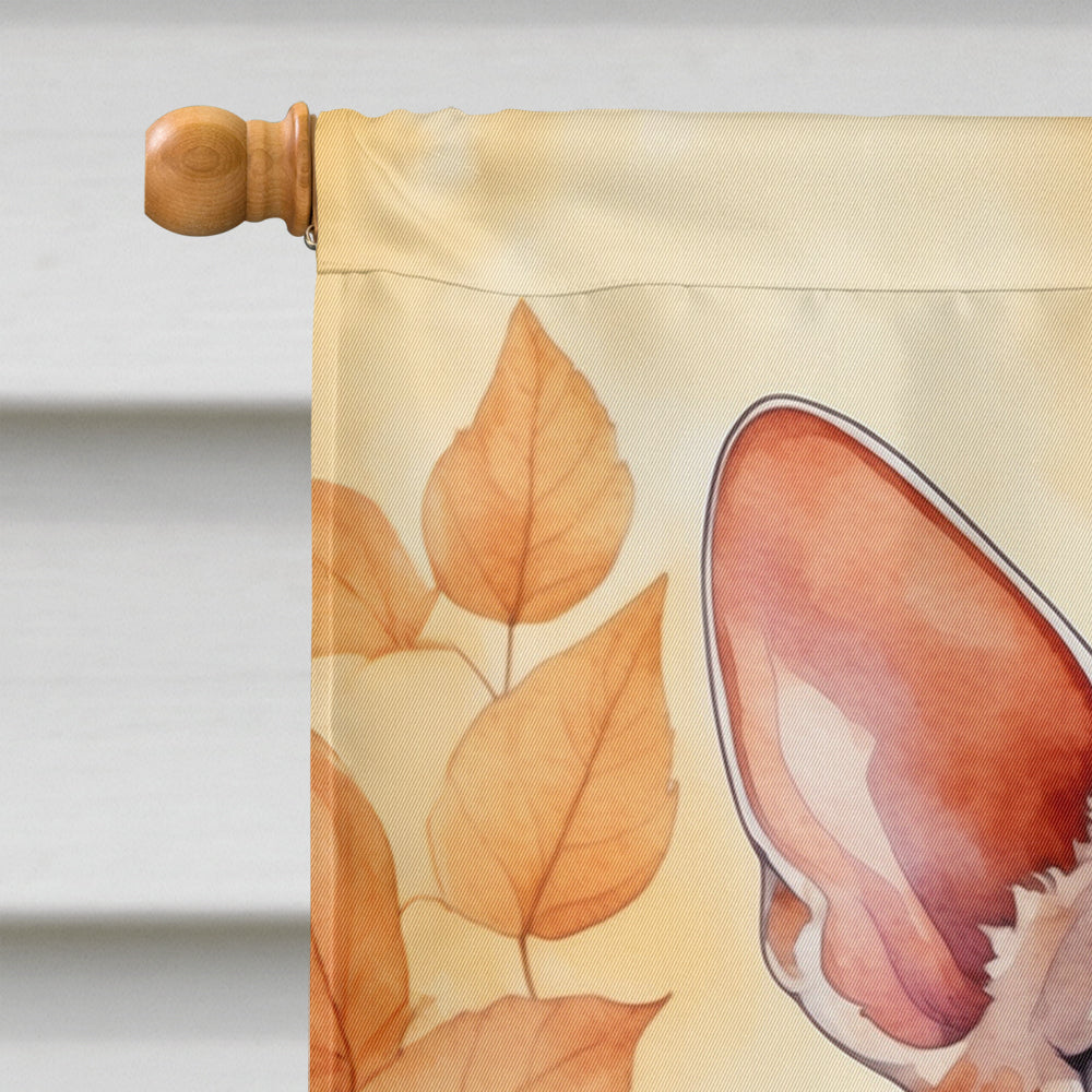 Devon Rex Cat in Fall Leaves House Flag 28x40 Porch Sleeve Pole Decorative Outside Yard Banner Artwork Wall Hanging, Polyester