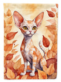 Devon Rex Cat in Fall Leaves Garden Flag Mailbox Decorative Yard Banner Outside Patio Artwork for Flower Beds, Garden Size, Multicolor