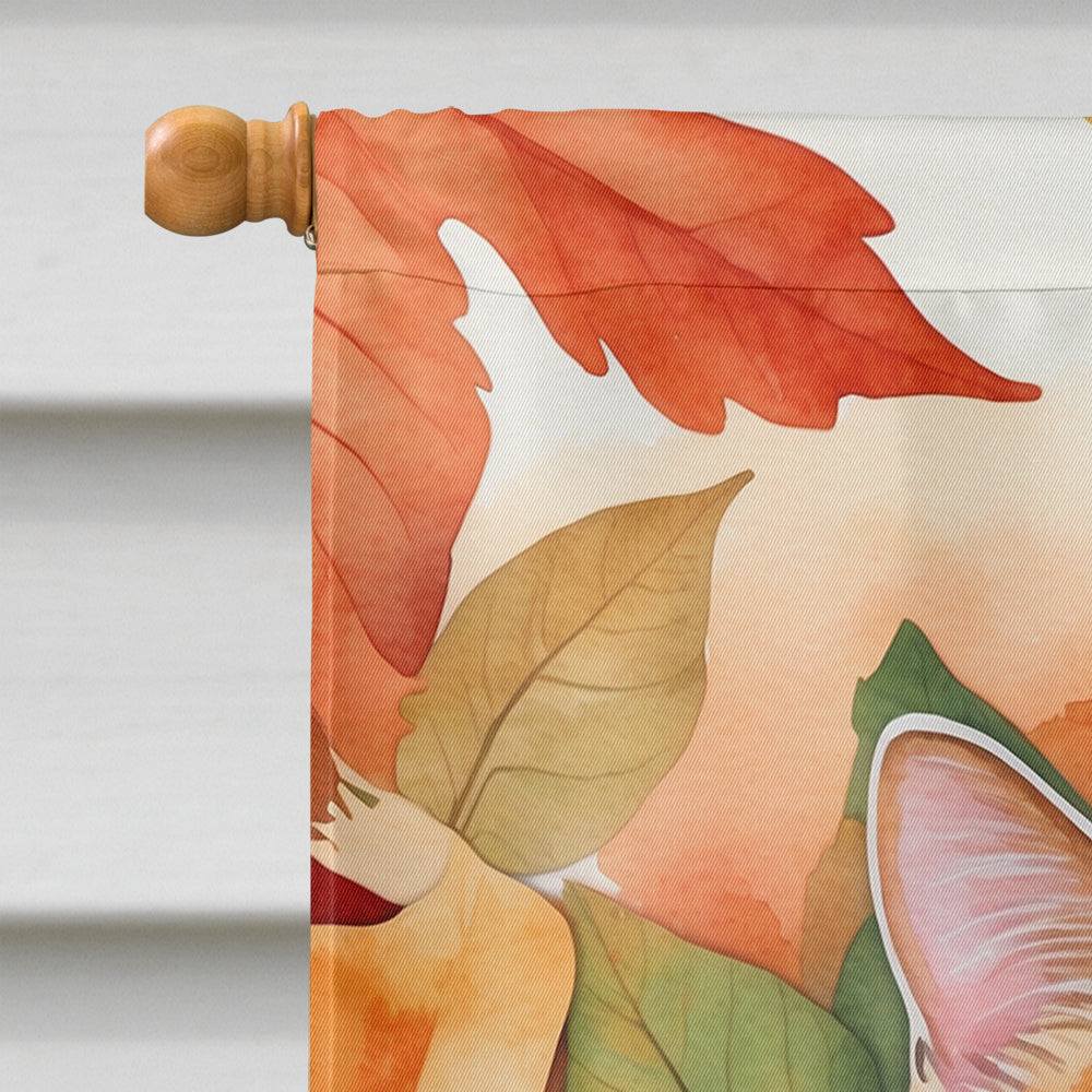 Foldex Exotic Fold Cat in Fall Leaves House Flag 28x40 Porch Sleeve Pole Decorative Outside Yard Banner Artwork Wall Hanging, Polyester