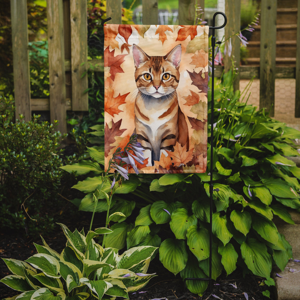 German Rex Cat in Fall Leaves Garden Flag Mailbox Decorative Yard Banner Outside Patio Artwork for Flower Beds, Garden Size, Multicolor