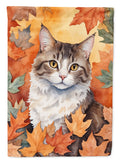 La Perm Cat in Fall Leaves Garden Flag Mailbox Decorative Yard Banner Outside Patio Artwork for Flower Beds, Garden Size, Multicolor