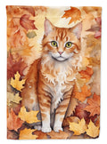 La Perm Cat in Fall Leaves Garden Flag Mailbox Decorative Yard Banner Outside Patio Artwork for Flower Beds, Garden Size, Multicolor