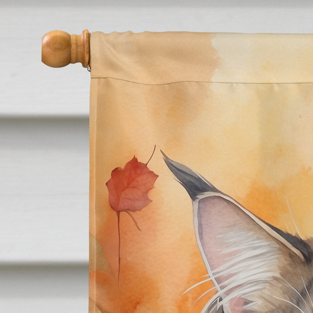 MaineCoon Cat in Fall Leaves House Flag 28x40 Porch Sleeve Pole Decorative Outside Yard Banner Artwork Wall Hanging, Polyester