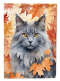 Nebelung Cat in Fall Leaves House Flag 28x40 Porch Sleeve Pole Decorative Outside Yard Banner Artwork Wall Hanging, Polyester