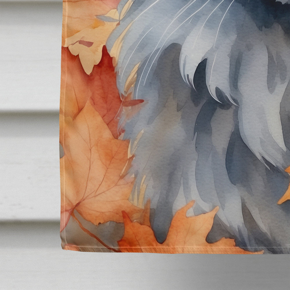 Nebelung Cat in Fall Leaves House Flag 28x40 Porch Sleeve Pole Decorative Outside Yard Banner Artwork Wall Hanging, Polyester
