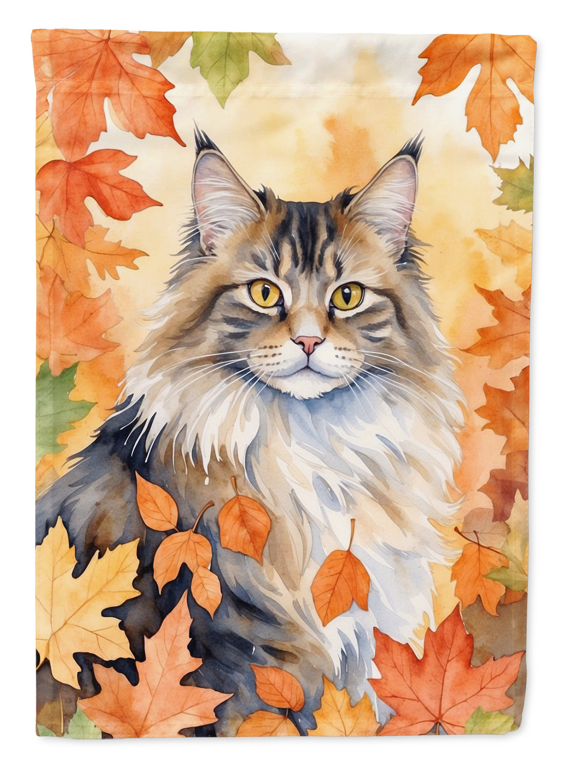 Norwegian Forest Cat in Fall Leaves Garden Flag Mailbox Decorative Yard Banner Outside Patio Artwork for Flower Beds, Garden Size, Multicolor