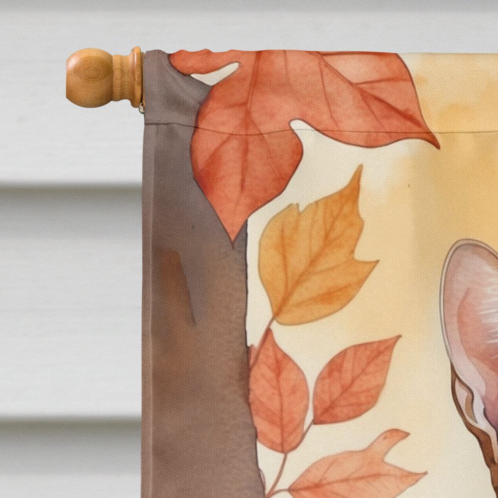 Ocicat Cat in Fall Leaves House Flag 28x40 Porch Sleeve Pole Decorative Outside Yard Banner Artwork Wall Hanging, Polyester