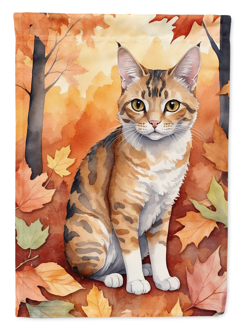 Oregon Rex Cat in Fall Leaves Garden Flag Mailbox Decorative Yard Banner Outside Patio Artwork for Flower Beds, Garden Size, Multicolor