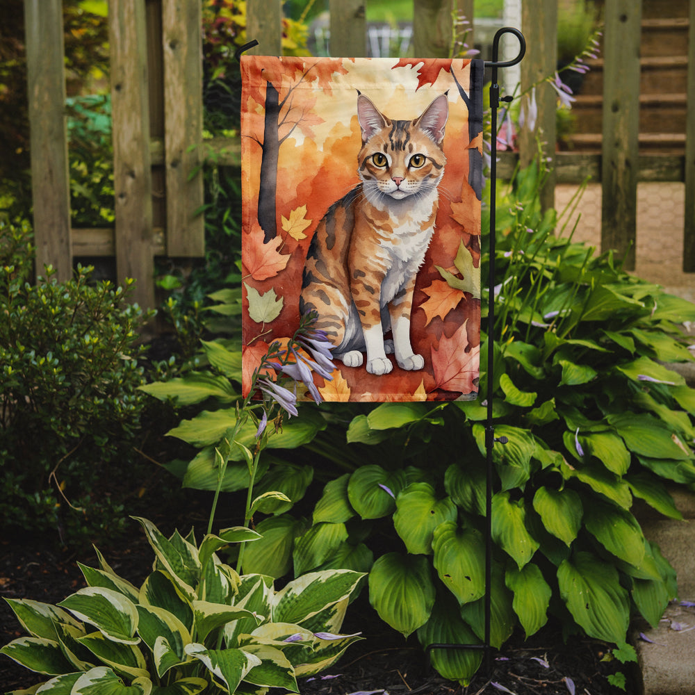 Oregon Rex Cat in Fall Leaves Garden Flag Mailbox Decorative Yard Banner Outside Patio Artwork for Flower Beds, Garden Size, Multicolor