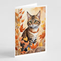Owyhee Bob Cat in Fall Leaves Greeting Cards Pack of 8 Blank Cards with Envelopes Whimsical A7 Size 5x7
