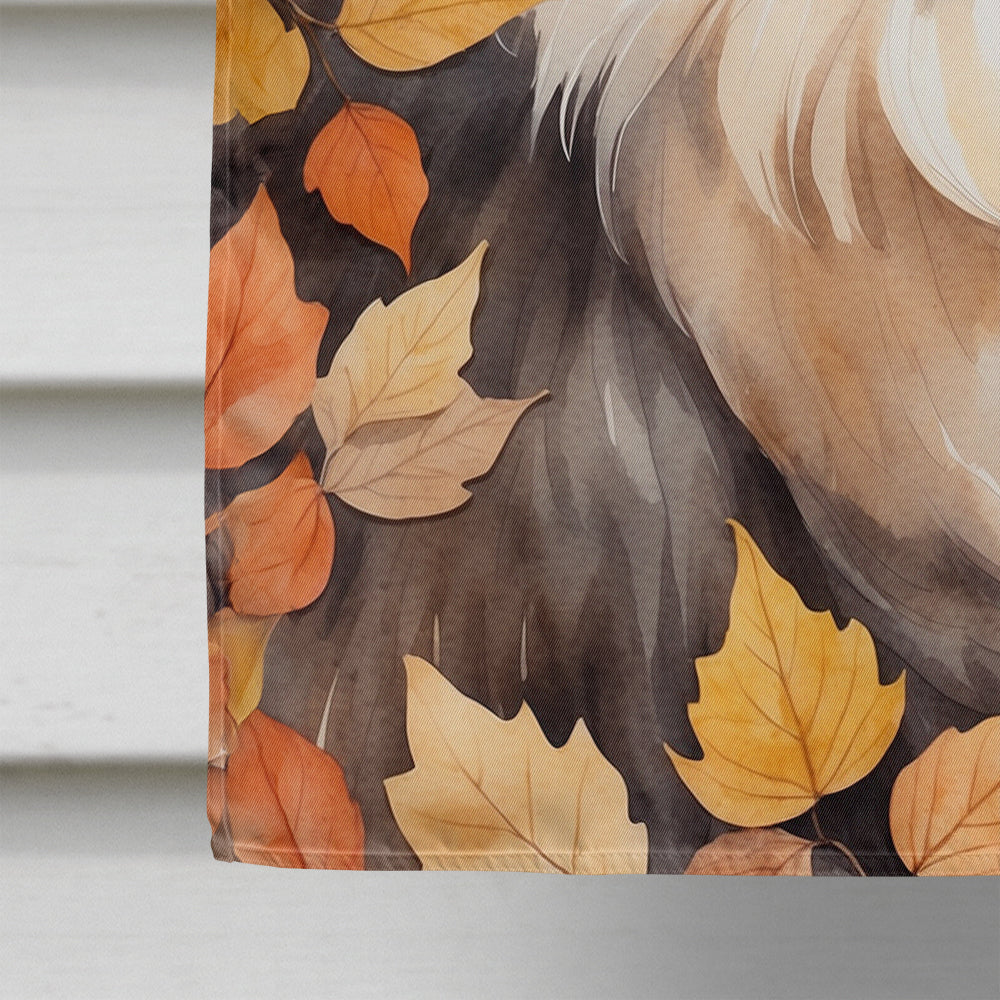 Persian Cat in Fall Leaves House Flag 28x40 Porch Sleeve Pole Decorative Outside Yard Banner Artwork Wall Hanging, Polyester