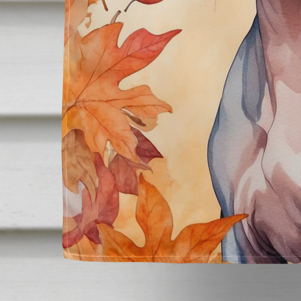Peterbald Cat in Fall Leaves House Flag 28x40 Porch Sleeve Pole Decorative Outside Yard Banner Artwork Wall Hanging, Polyester