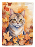 Raas Cat in Fall Leaves House Flag 28x40 Porch Sleeve Pole Decorative Outside Yard Banner Artwork Wall Hanging, Polyester
