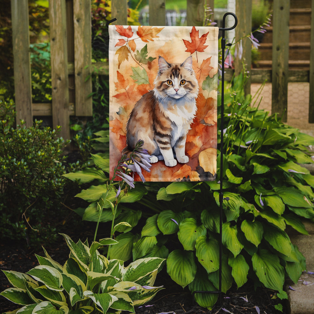 Ragamuffin Cat in Fall Leaves Garden Flag Mailbox Decorative Yard Banner Outside Patio Artwork for Flower Beds, Garden Size, Multicolor