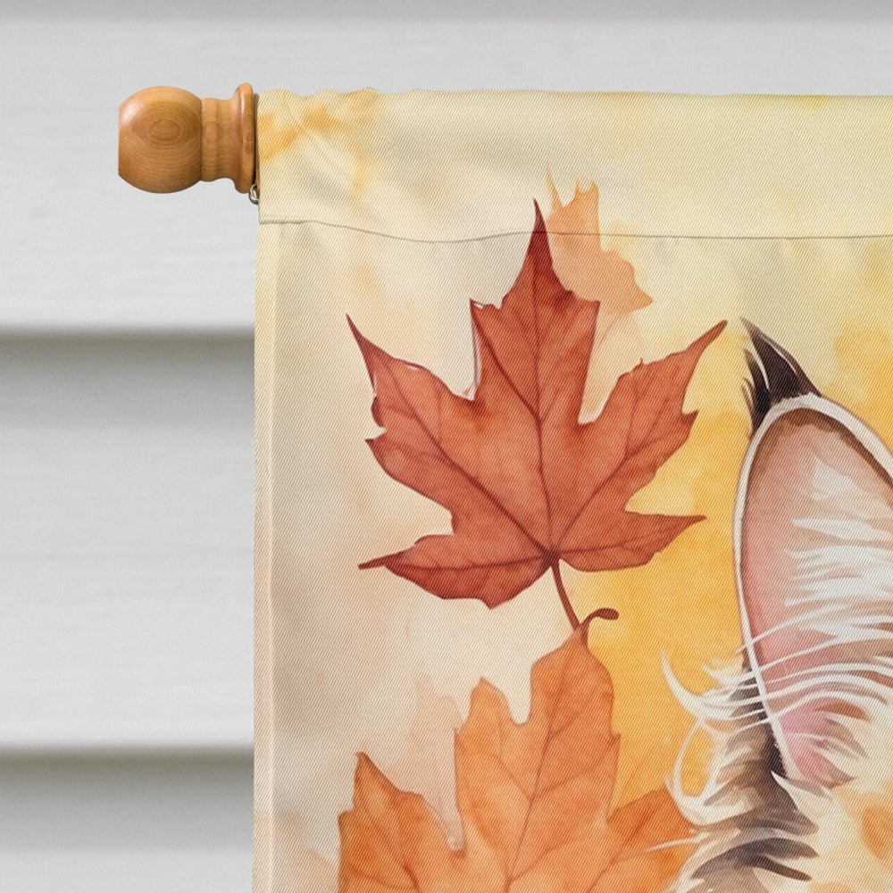 Skookum Cat in Fall Leaves House Flag 28x40 Porch Sleeve Pole Decorative Outside Yard Banner Artwork Wall Hanging, Polyester