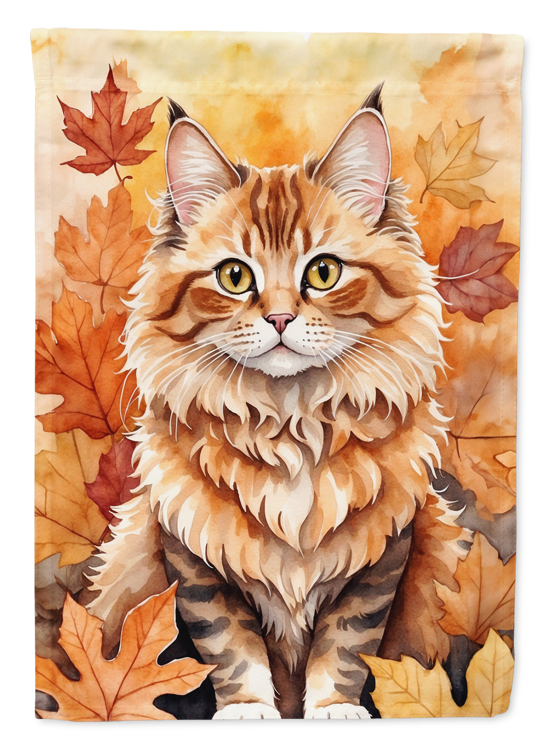 Skookum Cat in Fall Leaves Garden Flag Mailbox Decorative Yard Banner Outside Patio Artwork for Flower Beds, Garden Size, Multicolor