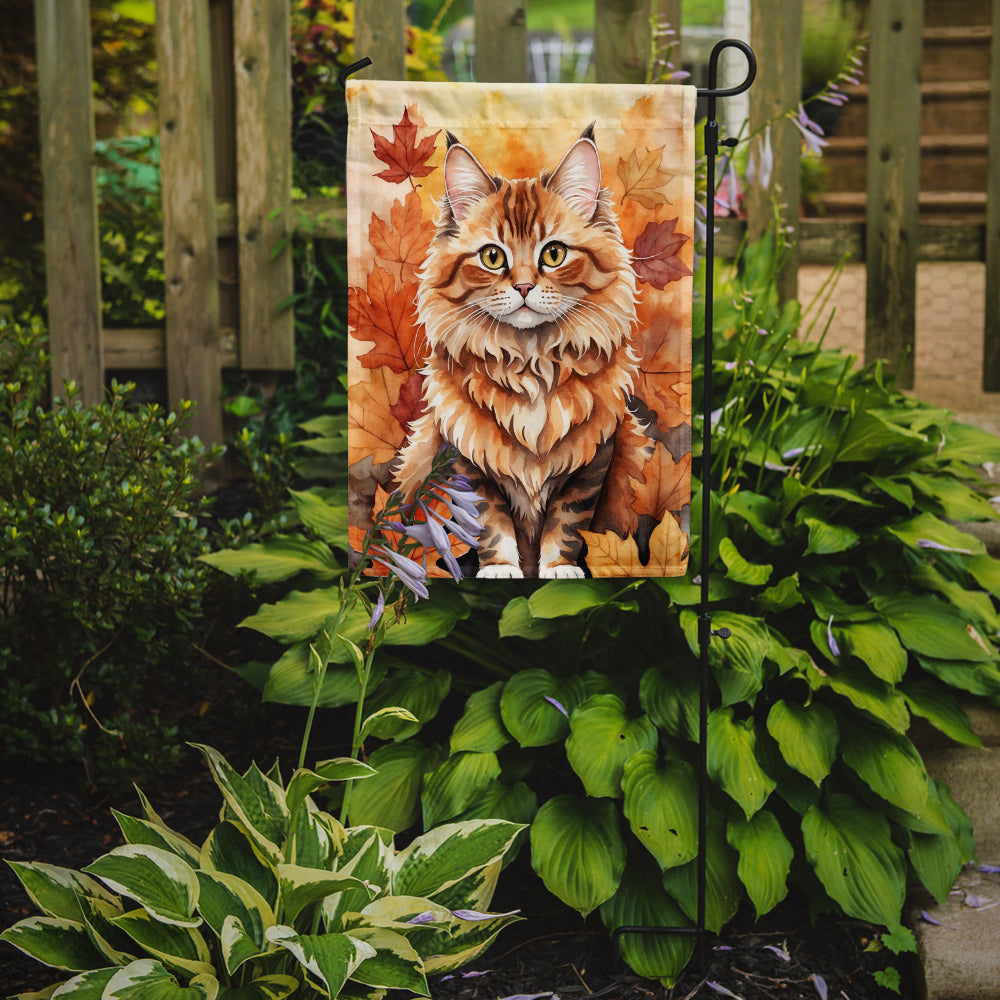 Skookum Cat in Fall Leaves Garden Flag Mailbox Decorative Yard Banner Outside Patio Artwork for Flower Beds, Garden Size, Multicolor