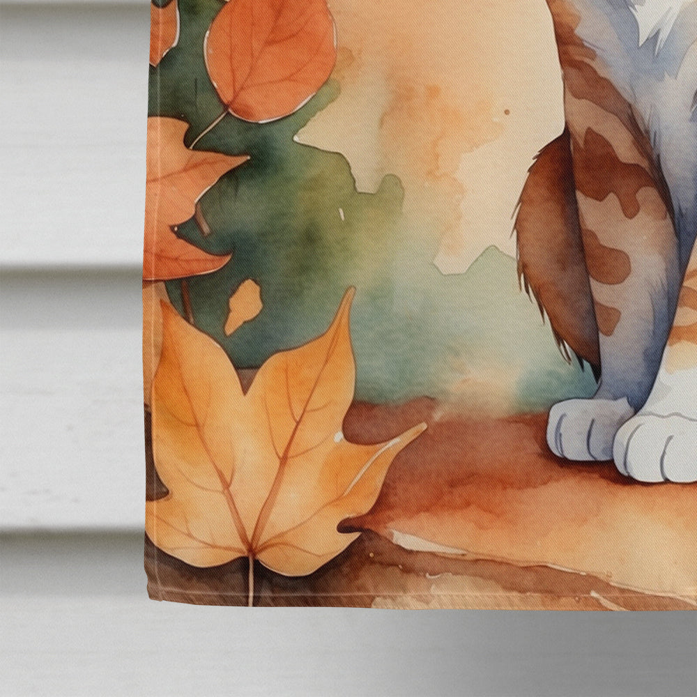 Suphalak Cat in Fall Leaves House Flag 28x40 Porch Sleeve Pole Decorative Outside Yard Banner Artwork Wall Hanging, Polyester