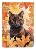 York Chocolate Cat in Fall Leaves House Flag 28x40 Porch Sleeve Pole Decorative Outside Yard Banner Artwork Wall Hanging, Polyester