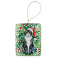 American Polydactyl Cat By the Christmas Tree Porcelain Ornament Christmas Tree Hanging Decorations for Home Christmas Holiday, Rectangle, Gift, Multicolor