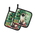 Birman Cat By the Christmas Tree Pot Holder Set of 2 Heat Resistant Quilted Hot Pads 7.5 x 7.5 Inch, Insulated Kitchen Trivets for Cooking & Baking