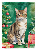 California Spangled Cat By the Christmas Tree House Flag 28x40 Porch Sleeve Pole Decorative Outside Yard Banner Artwork Wall Hanging, Polyester