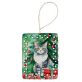 Foldex Exotic Fold Cat By the Christmas Tree Porcelain Ornament Christmas Tree Hanging Decorations for Home Christmas Holiday, Rectangle, Gift, Multicolor