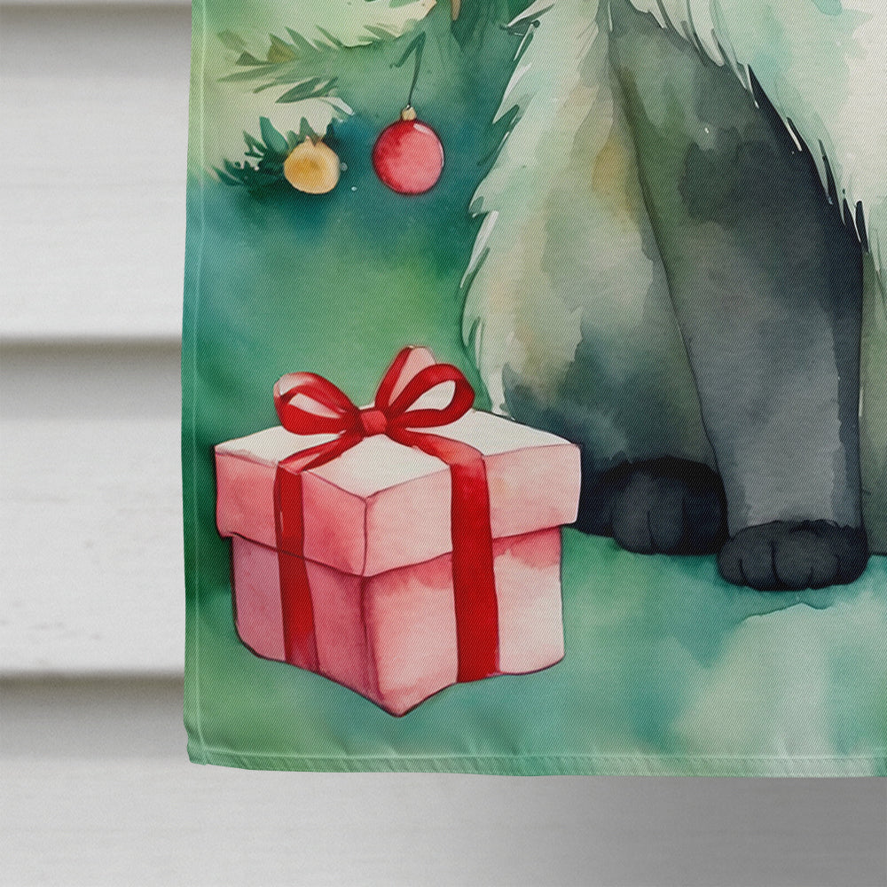 Himalayan Cat By the Christmas Tree House Flag 28x40 Porch Sleeve Pole Decorative Outside Yard Banner Artwork Wall Hanging, Polyester
