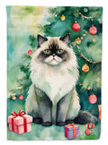 Himalayan Cat By the Christmas Tree Garden Flag Mailbox Decorative Yard Banner Outside Patio Artwork for Flower Beds, Garden Size, Multicolor
