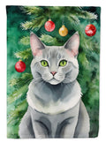 Korat Cat By the Christmas Tree Garden Flag Mailbox Decorative Yard Banner Outside Patio Artwork for Flower Beds, Garden Size, Multicolor