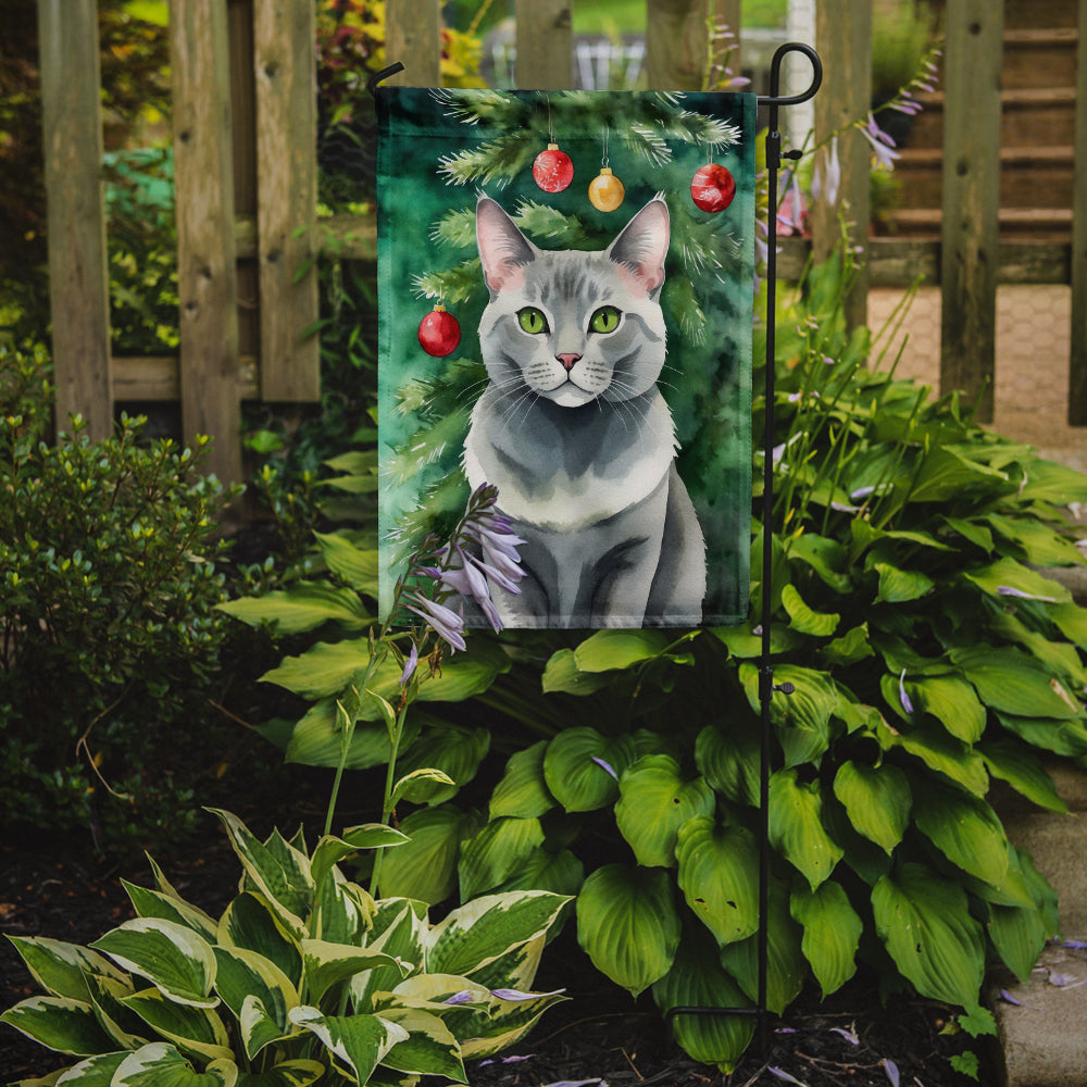 Korat Cat By the Christmas Tree Garden Flag Mailbox Decorative Yard Banner Outside Patio Artwork for Flower Beds, Garden Size, Multicolor