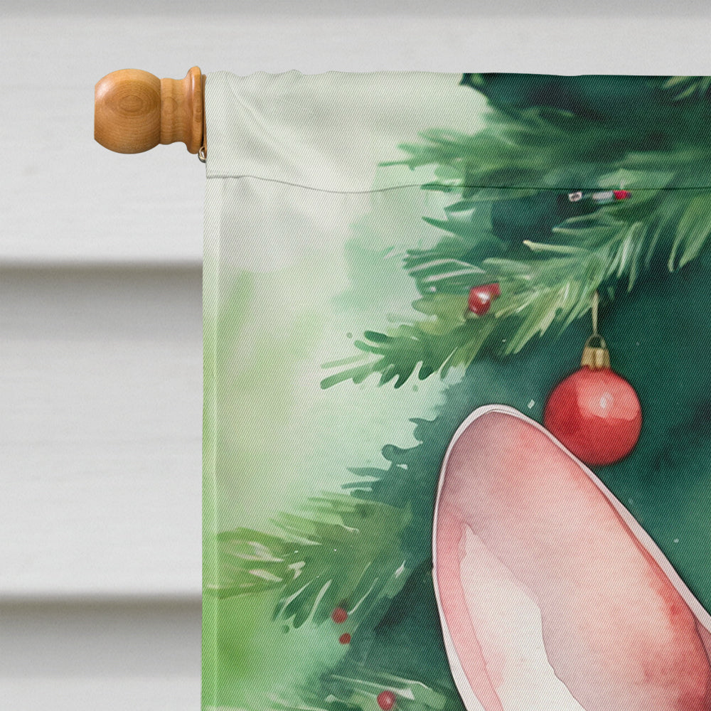 Minskin Cat By the Christmas Tree House Flag 28x40 Porch Sleeve Pole Decorative Outside Yard Banner Artwork Wall Hanging, Polyester
