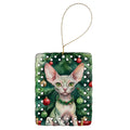 Minskin Cat By the Christmas Tree Porcelain Ornament Christmas Tree Hanging Decorations for Home Christmas Holiday, Rectangle, Gift, Multicolor
