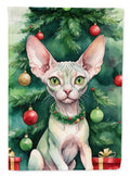 Minskin Cat By the Christmas Tree Garden Flag Mailbox Decorative Yard Banner Outside Patio Artwork for Flower Beds, Garden Size, Multicolor