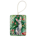 Oriental Shorthair Cat By the Christmas Tree Porcelain Ornament Christmas Tree Hanging Decorations for Home Christmas Holiday, Rectangle, Gift, Multicolor