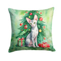 Oriental Shorthair Cat By the Christmas Tree Decorative Throw Pillow 18x18 Indoor Outdoor Accent Cushion, Fabric Cover with Insert for Sofa, Bed, Porch & Living Room