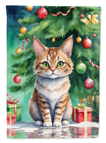 Pixie Bob Cat By the Christmas Tree Garden Flag Mailbox Decorative Yard Banner Outside Patio Artwork for Flower Beds, Garden Size, Multicolor