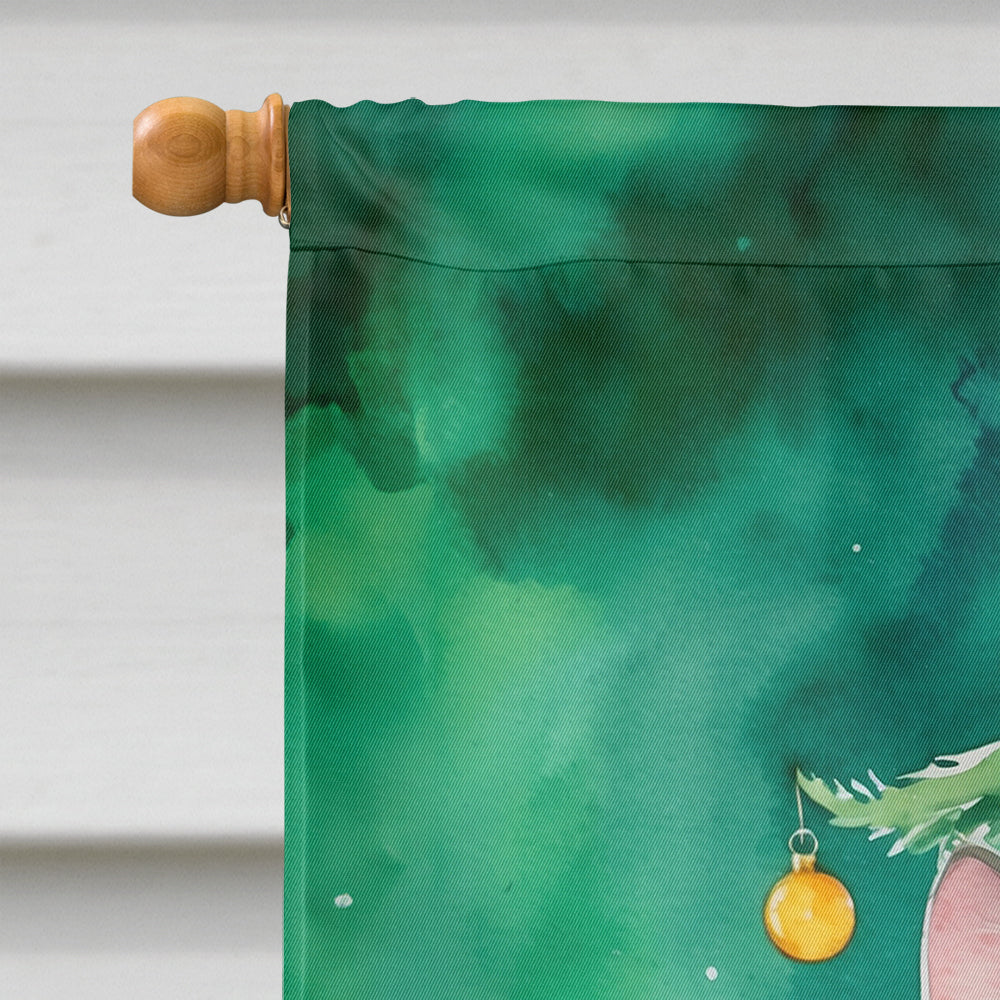 Raas Cat By the Christmas Tree House Flag 28x40 Porch Sleeve Pole Decorative Outside Yard Banner Artwork Wall Hanging, Polyester