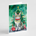 Raas Cat By the Christmas Tree Greeting Cards Pack of 8 Blank Cards with Envelopes Whimsical A7 Size 5x7