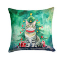 Raas Cat By the Christmas Tree Decorative Throw Pillow 14x14 Indoor Outdoor Accent Cushion, Fabric Cover with Insert for Sofa, Bed, Porch & Living Room