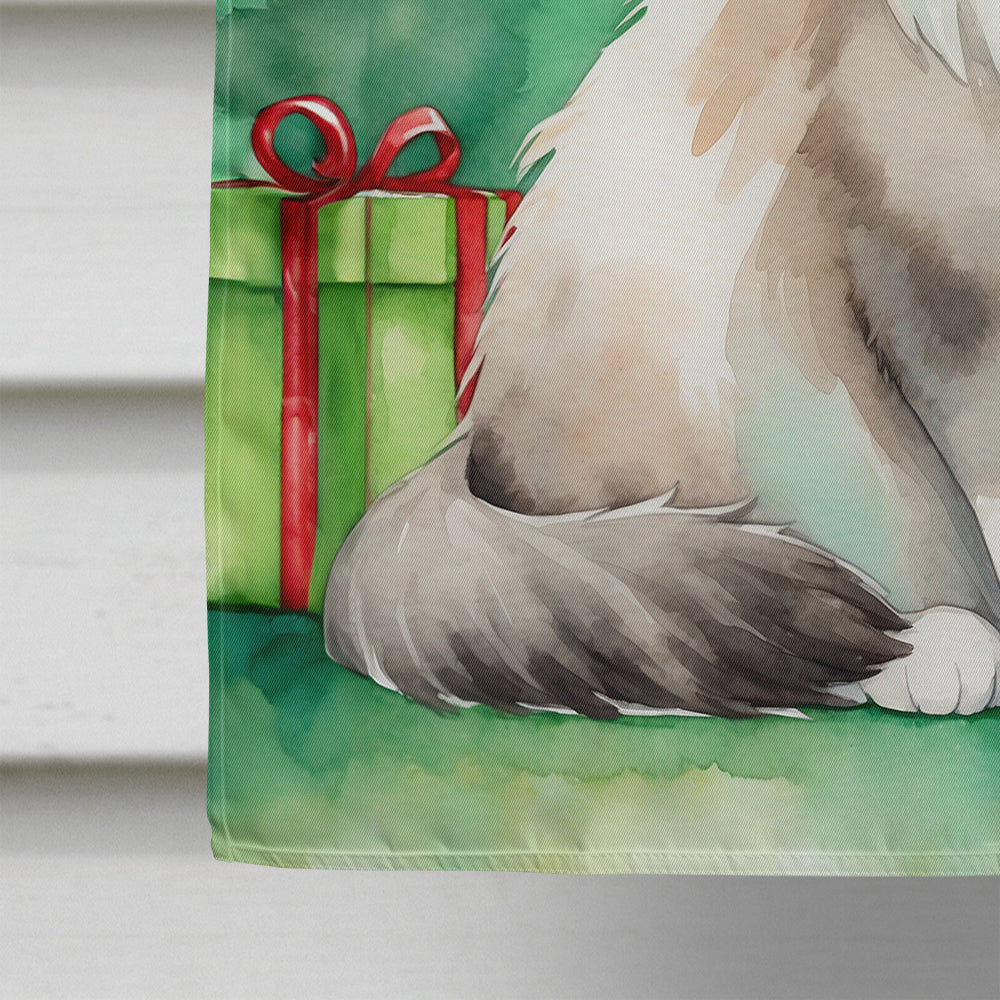 Ragdoll Cat By the Christmas Tree House Flag 28x40 Porch Sleeve Pole Decorative Outside Yard Banner Artwork Wall Hanging, Polyester