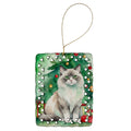 Ragdoll Cat By the Christmas Tree Porcelain Ornament Christmas Tree Hanging Decorations for Home Christmas Holiday, Rectangle, Gift, Multicolor