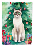 Snowshoe Cat By the Christmas Tree Garden Flag Mailbox Decorative Yard Banner Outside Patio Artwork for Flower Beds, Garden Size, Multicolor