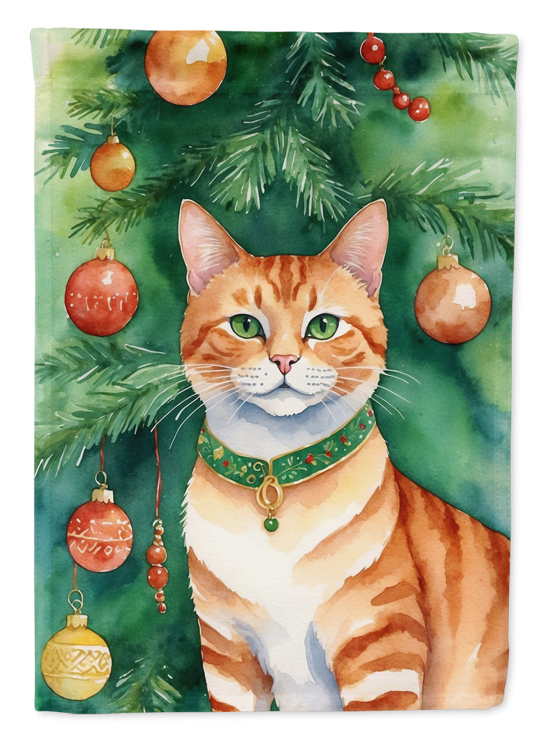 Suphalak Cat By the Christmas Tree Garden Flag Mailbox Decorative Yard Banner Outside Patio Artwork for Flower Beds, Garden Size, Multicolor