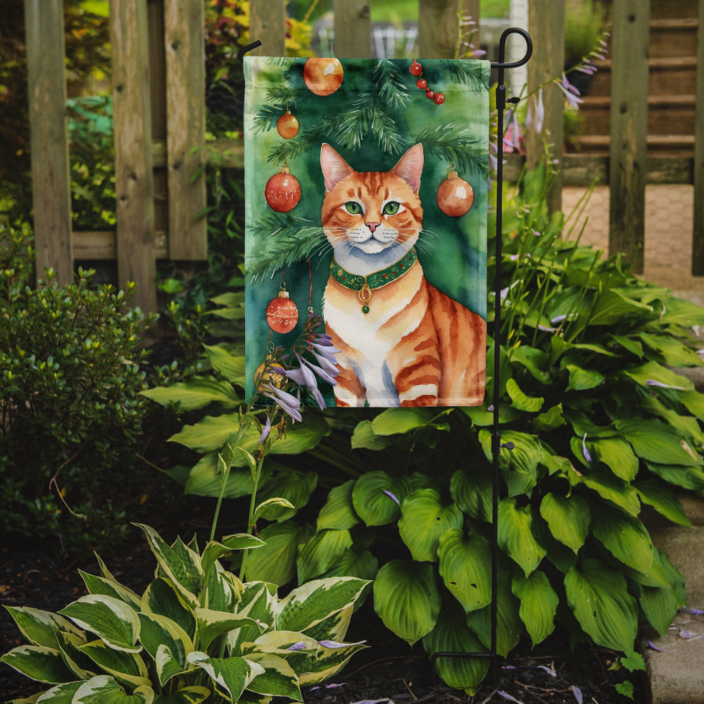 Suphalak Cat By the Christmas Tree Garden Flag Mailbox Decorative Yard Banner Outside Patio Artwork for Flower Beds, Garden Size, Multicolor
