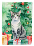 Ural Rex Cat By the Christmas Tree House Flag 28x40 Porch Sleeve Pole Decorative Outside Yard Banner Artwork Wall Hanging, Polyester