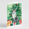 Ural Rex Cat By the Christmas Tree Greeting Cards Pack of 8 Blank Cards with Envelopes Whimsical A7 Size 5x7