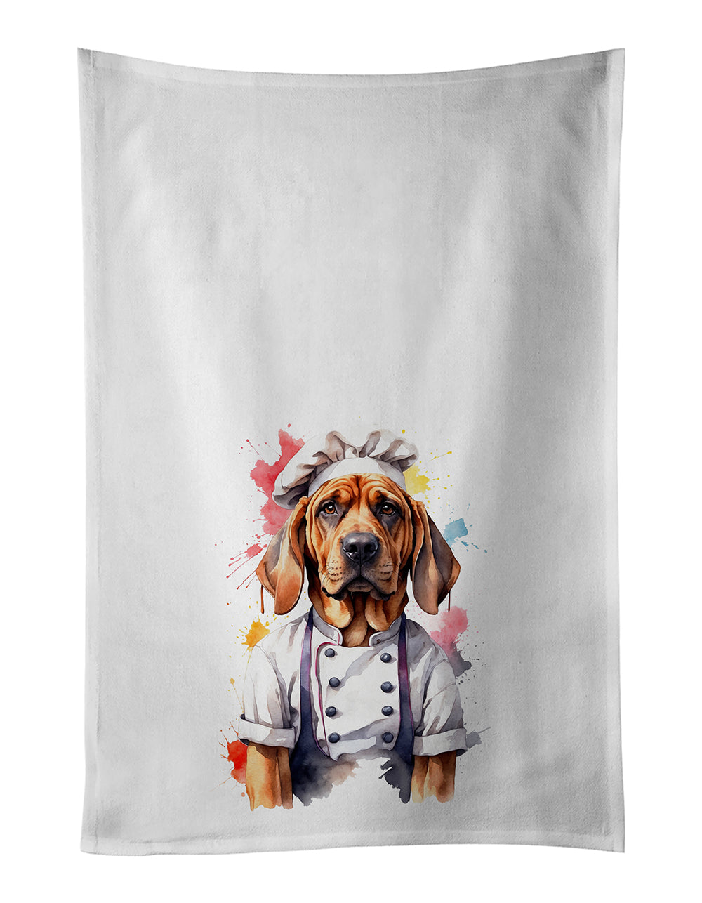 Bloodhound Chef Kitchen Towel Set of 2 White Dish Towels Decorative Bathroom Hand towel for Hand, Face, Hair, Yoga, Tea, Dishcloth, 19 X 28", White