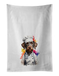 German Wirehaired Pointer Chef Kitchen Towel Set of 2 White Dish Towels Decorative Bathroom Hand towel for Hand, Face, Hair, Yoga, Tea, Dishcloth, 19 X 28", White