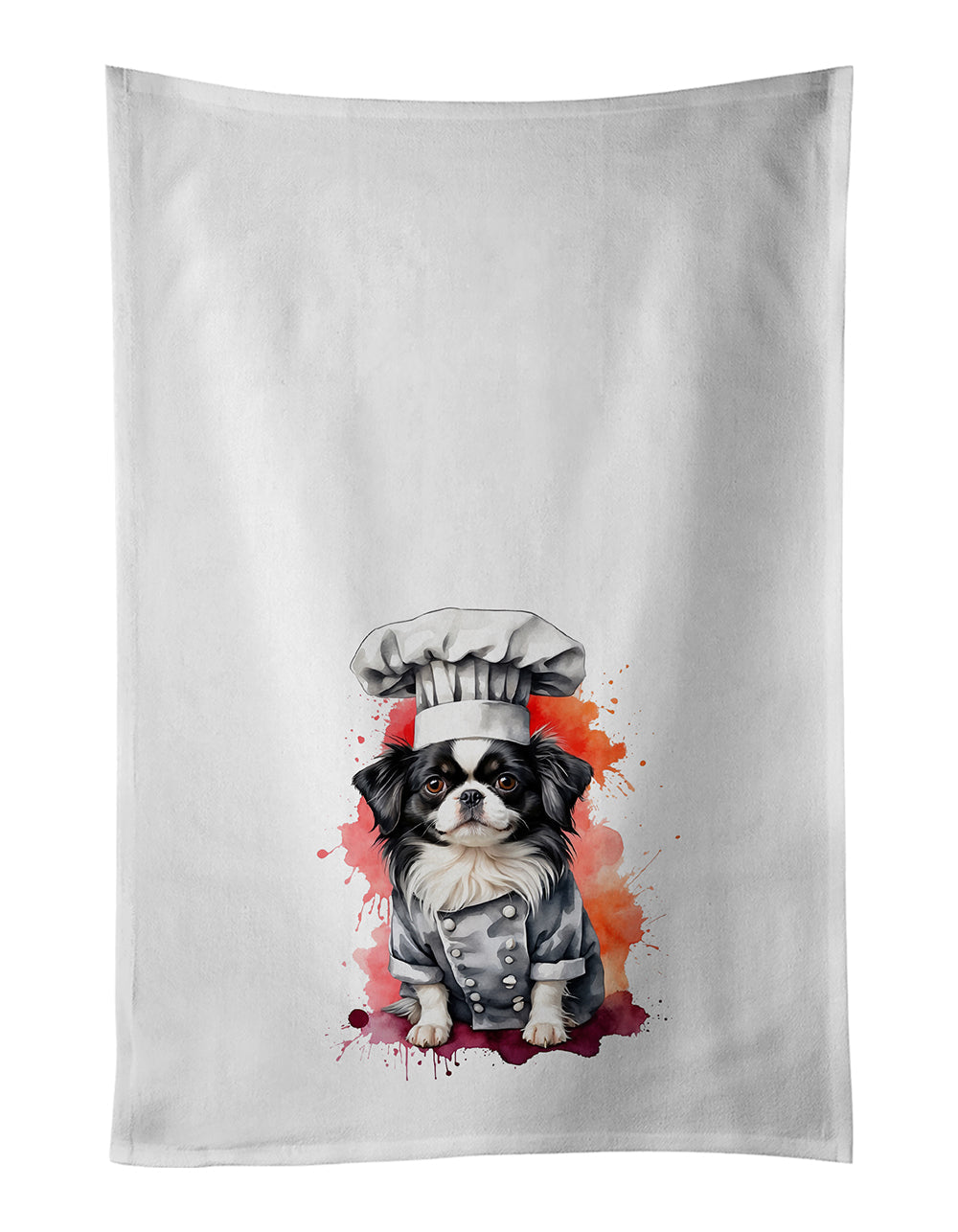 Japanese Chin Chef Kitchen Towel Set of 2 White Dish Towels Decorative Bathroom Hand towel for Hand, Face, Hair, Yoga, Tea, Dishcloth, 19 X 28", White